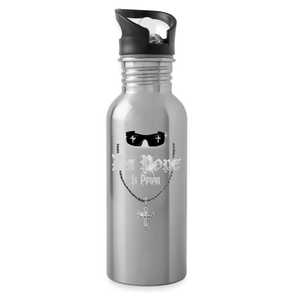 Da Pope is Pimpin Water Bottle - silver
