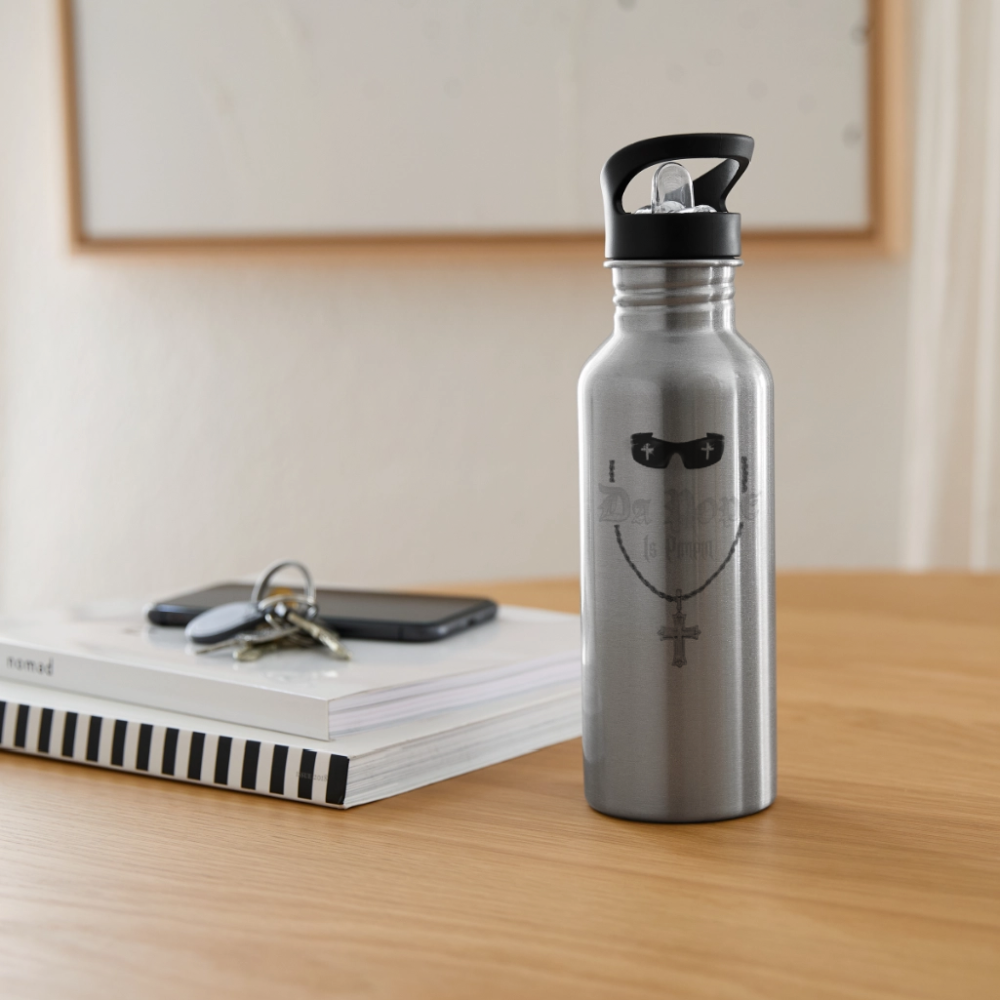 Da Pope is Pimpin Water Bottle - silver