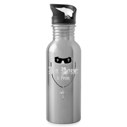 Da Pope is Pimpin Water Bottle - silver