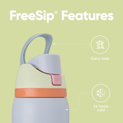Owala FreeSip Insulated Stainless Steel Water Bottle with Straw for Sports, Travel, and School BPA-Free Sports Water Bottle, 32 oz, Strawberry Field