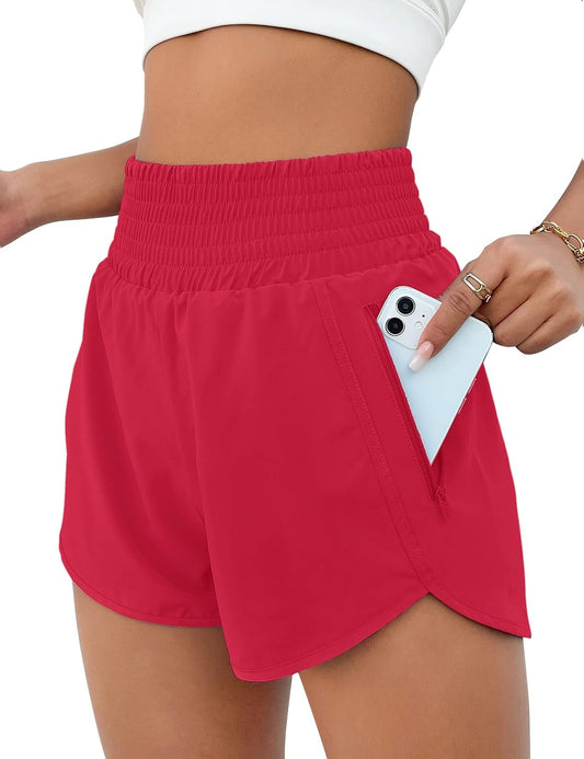 BMJL Women's Athletic Shorts High Waisted Running Short Pocket 2.5" Sporty Shorts Gym Elastic Workout Shorts