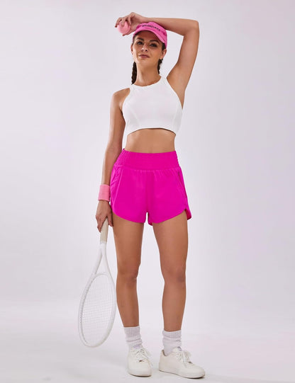 BMJL Women's Athletic Shorts High Waisted Running Short Pocket 2.5" Sporty Shorts Gym Elastic Workout Shorts